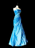 Vintage Mermaid Strapless Blue Lace Appliques 2000s Senior Prom Dresses High School Long Formal Dress HZ0311