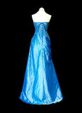 Vintage Mermaid Strapless Blue Lace Appliques 2000s Senior Prom Dresses High School Long Formal Dress HZ0311