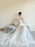 Charming Women's Mermaid Sweetheart Sequins Pleated With Bow-knot Long Wedding Dresses HZ0311