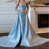 Customized Mermaid Prom Dresses Floor-Length Strapless Full Sleeve Evening Gown Simple Fashion Graduation Gown HZ0311