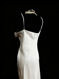 Vintage Fashion Night Aesthetic Mermaid Spaghetti Straps 80s 70s 90s White College Formal Outfit Long Prom Graduation Dresses HZ0311