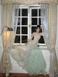 Glitter A line Strapless Green With Beaded Crystals Prom Dress Aesthetic Long Graduation Evening Outfits HZ0311