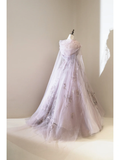 Unique Ball Gown Strapless Lilac Tulle With Multi Layered Long Prom Quinceanera Dresses Sweet 15 16 Birthday Gown HZ0311