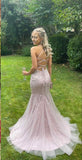 Classy Mermaid Spaghetti Straps Blush Pink Lace Backless Prom Dresses Inspo For Teens Formal Dress Party Outfits Prom Gowns HZ0311