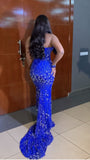 Luxurious Mermaid Sweetheart Royal Blue Sequin Prom Dress 16 Birthday Party Dress Evening Dresses HZ0311
