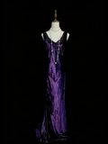 Vintage Mermaid V Neck Purple With Beads College Formal Outfit Long Prom Graduation Dresses For Teens HZ0311