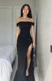 Simple Vestido Elegante Off The Shoulder Black Dress Outfit Prom Dresses Inspiration Long Party 18th Birthday Outfits HZ0311