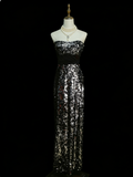 Classy A Line Strapless Sequins Long Senior Prom dresses High School Formal Dresses HZ0311