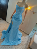 Stunning Mermaid Sweetheart Red Slit Sequin Prom Dresses Inspiration Prom Dress Princess Graduation Dress HZ0311
