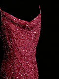 Vintage Fashion Night Aesthetic Mermaid Spaghetti Straps 80s 70s 90s Sequins College Formal Outfit Long Prom Graduation Dresses HZ0311