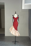 Modest Mermaid Spaghetti Strap Red Sequins College Formal Sweet 16 Outfits Short Prom Dresses For Teens HZ0311