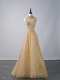 Sparkly Ball Gown High Neck Yellow Sequins Senior Prom Dresses High School Long Formal Dress HZ0311