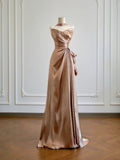 Simple A Line Sweetheart Champagne With Slit Prom Dresses Long Evening Formal Gown BirthdayParty Gowns HZ0311