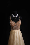 Retro A Line Spaghetti Straps Tulle Beaded Bodice 1950s Long Prom Dresses Inspo 18th Birthday Outfits Formal Dress HZ0311