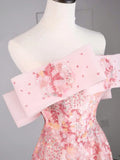 Elegant A line Off The Shoulder Pink Sequin Long Prom Dresses For Teens Evening Outfits Formal Dress HZ0311