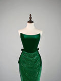 Stunning Mermaid Strapless Green Sequined Prom Dresses Inspiration Evening Dress Princess Graduation Gown HZ0311
