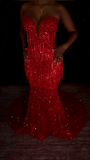 Classy Mermaid Sweetheart Silver Gray Sequins Prom Dresses Party Dress Long Evening Dresses HZ0311