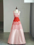 Ball Gown Straps Pink Satin Long Prom Dress Fashion Aesthetic High School Formal Dresses Party Outfits Prom Gown HZ0311