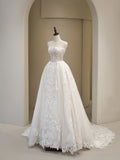 Elegant Wedding Dresses Ball Gown Strapless Lace White Sleeveless Brides Dress Fitted Bridal Gowns HZ0311