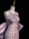 Stunning Mermaid Scoop Pink Sequined Prom Dresses Inspiration Evening Dress Princess Graduation Gown HZ0311