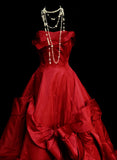 Retro Ball Gown Strapless Red 60s Prom Dresses Fashion Evening Gowns Long Formal Party Dress HZ0311