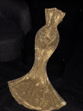 Glittery Mermaid Strapless Gold Sequined Long Formal Evening Dress Formal 18th Birthday Gowns Prom Dresses HZ0311