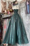 Modest Ball Gown Sweetheart Dark Green Long Prom Dresses Inspiration Party Gowns Princess Formal Dress HZ0311