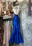 Vintage 2000s Mermaid Halter Royal Blue Satin Sleeveless Long Prom Dress For Women Girls Evening Dresses HZ0311