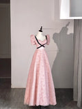Cute A line Sweetheart Pink Lace Senior Prom Dresses High School Long Formal Dress HZ0311