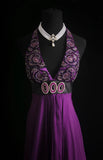 Retro A Line Halter Grape Chiffon Prom Dresses With Beadings Inspiration Party Gowns Princess Formal Dress HZ0311