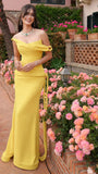 Sexy Mermaid Off The Shoulder Yellow Long Prom Dresses Inspiration Evening Gowns Formal Party Prom Dress HZ0311