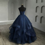New Boho Navy Blue Quinceanera Dresses Ruffles V neck Spaghetti Straps Simple Party Sexy Prom Dresses HZ0311