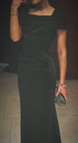 Elegant Black Mermaid Satin Long Evening Gowns Prom Formal Gowns HZ0311