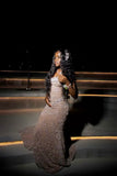 Glitery Senior Prom Dresses High Schools Inspiration Mermaid Champagne Sequins Long Semi Formal Grad Prom Dress For Black Girls Teens HZ0311