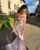 Beautiful Mermaid Sweetheart Pink With Gloves Sequin Long Prom Dresses Formal Gowns Inspo Evening Outfit HZ0311