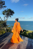 Charming Orange Strapless Sleeveless Chiffon Prom Dress A-Line With Zipper Pleats HZ0311