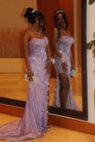 Glitery Senior Prom Dresses High Schools Inspiration Mermaid Spaghetti Straps Sequins Long Semi Formal Grad Prom Dress ForBlack Girls Teens HZ0311
