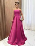 Pretty A line Strapless Pink With Beaded Bodice Long Prom Dresses Formal Dress Wedding Guest Outfits Party Gowns HZ0311