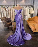 Luxurious Mermaid Sweetheart Purple Velvet With Slit Beads Sequin Prom Dress 16 Birthday Party Dress Evening Dresses HZ0311