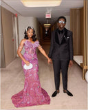 Sexy Mermaid Strapless Sequin With Beaded Bodice For Black Girls Long Prom Dresses Formal Dress Birthday Outfits Party Gowns HZ0311