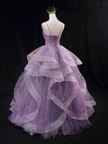 Purple Prom Dress Ball Gown Spaghetti Strap Tulle Sequin Long Formal Gown Evening Dresses For Teens Formal HZ0311