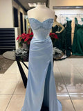 Modest Mermaid Sweetheart Pink Split Prom Dresses Inspo For Teens Formal Dress Party Outfits Prom Gowns HZ0311