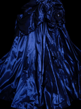 Vintage Ball Gown Strapless Navy Blue Satin Long Prom Dresses Senior Graduation Dance Evening Outfits HZ0311