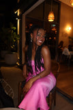 Simple Mermaid Spaghetti Strap Pink Satin Long Prom Dresses Inspiration Evening Gowns For Women Formal Party Dress HZ0311