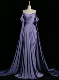 Graceful Mermaid Purple Off the Shoulder Pleats Prom Dress Evening Dresses Party Gowns HZ0311