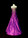 Vintage Mermaid Strapless Grape With Gold Beaded 90s 2000s Senior Prom Dresses High School Long Formal Dress HZ0311