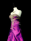 Vintage Mermaid Strapless Grape With Gold Beaded 90s 2000s Senior Prom Dresses High School Long Formal Dress HZ0311