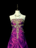 Vintage Mermaid Strapless Grape With Gold Beaded 90s 2000s Senior Prom Dresses High School Long Formal Dress HZ0311