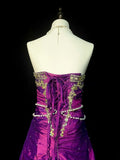 Vintage Mermaid Strapless Grape With Gold Beaded 90s 2000s Senior Prom Dresses High School Long Formal Dress HZ0311