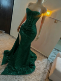 Stunning Mermaid Sweetheart Red Slit Sequin Prom Dresses Inspiration Prom Dress Princess Graduation Dress HZ0311